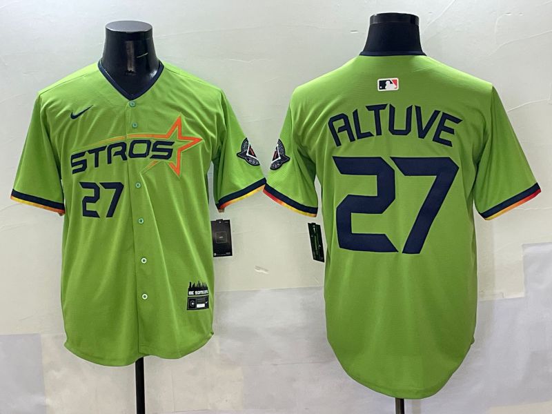 Men Houston Astros 27 Altuve Green three generations Joint Name 2025 Nike MLB Jersey style 5